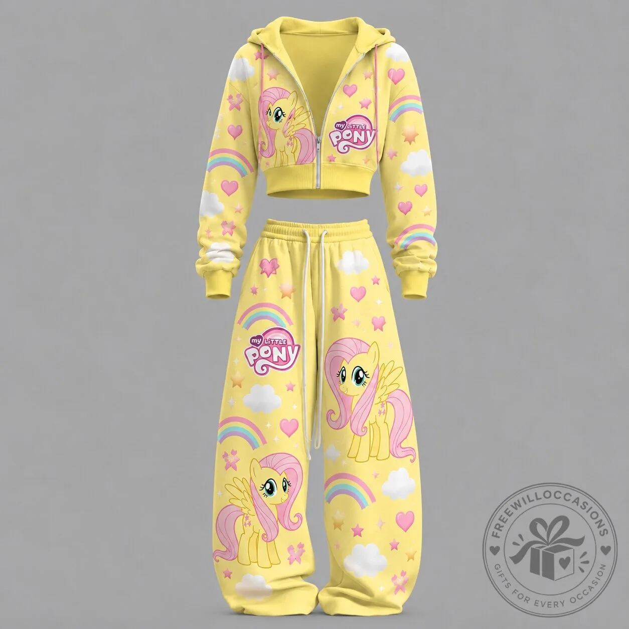 My Little Pony Fluttershy Yellow Cropped Hoodie and Sweatpants Set