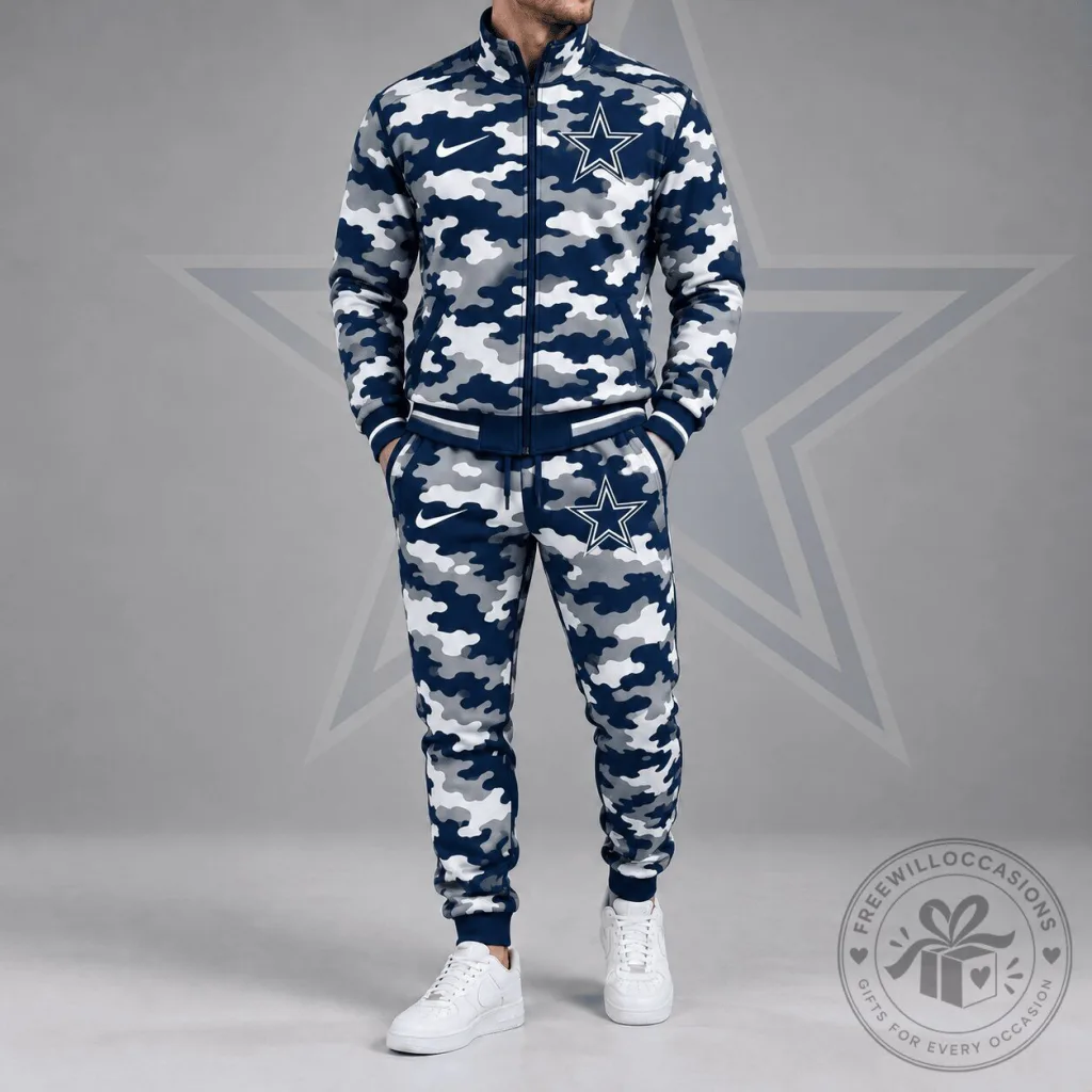 Dallas Cowboys Camouflage Print Full-Zip Jacket and Jogger Pants Tracksuit Set Dallas Cowboys Camouflage Print Full-Zip Jacket and Jogger Pants Tracksuit Set