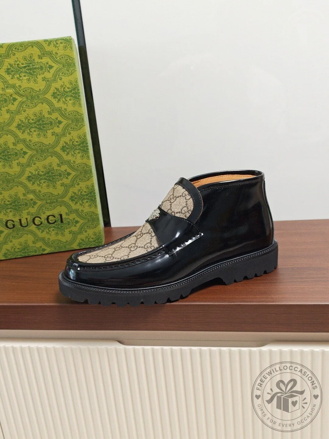 Gucci Monogram Black Leather Ankle Boots with Interlocking G Detail 11 Gucci Monogram Black Leather Ankle Boots with Interlocking G Detail