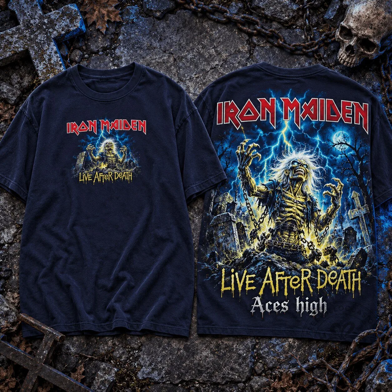 Iron Maiden Live After Death Aces High Concert Graphic T-Shirt