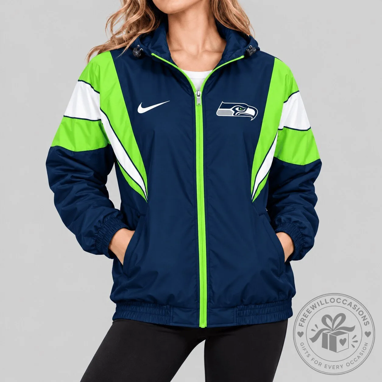 Seattle Seahawks Nike Color Block Windbreaker Jacket for Women 1 Seattle Seahawks Nike Color Block Windbreaker Jacket for Women