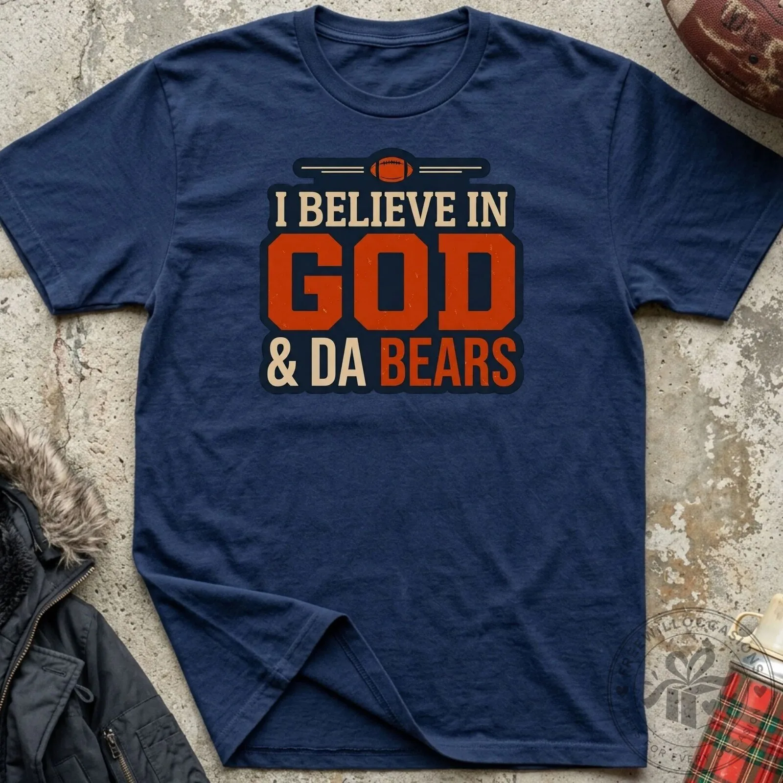 I Believe In God And Da Bears Football Fan Graphic T-Shirt 2 I Believe In God And Da Bears Football Fan Graphic T-Shirt