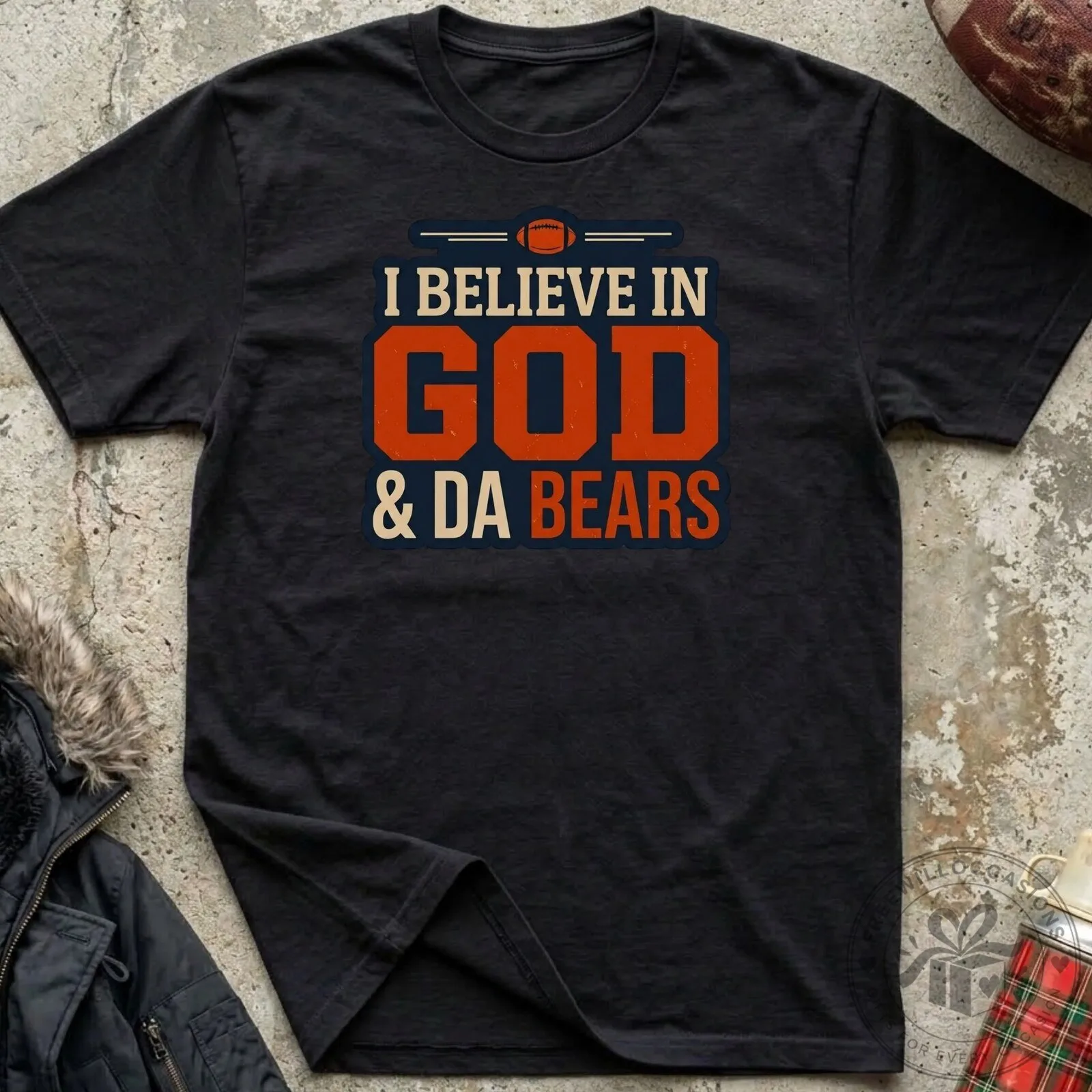 I Believe In God And Da Bears Football Fan Graphic T-Shirt 10 I Believe In God And Da Bears Football Fan Graphic T-Shirt