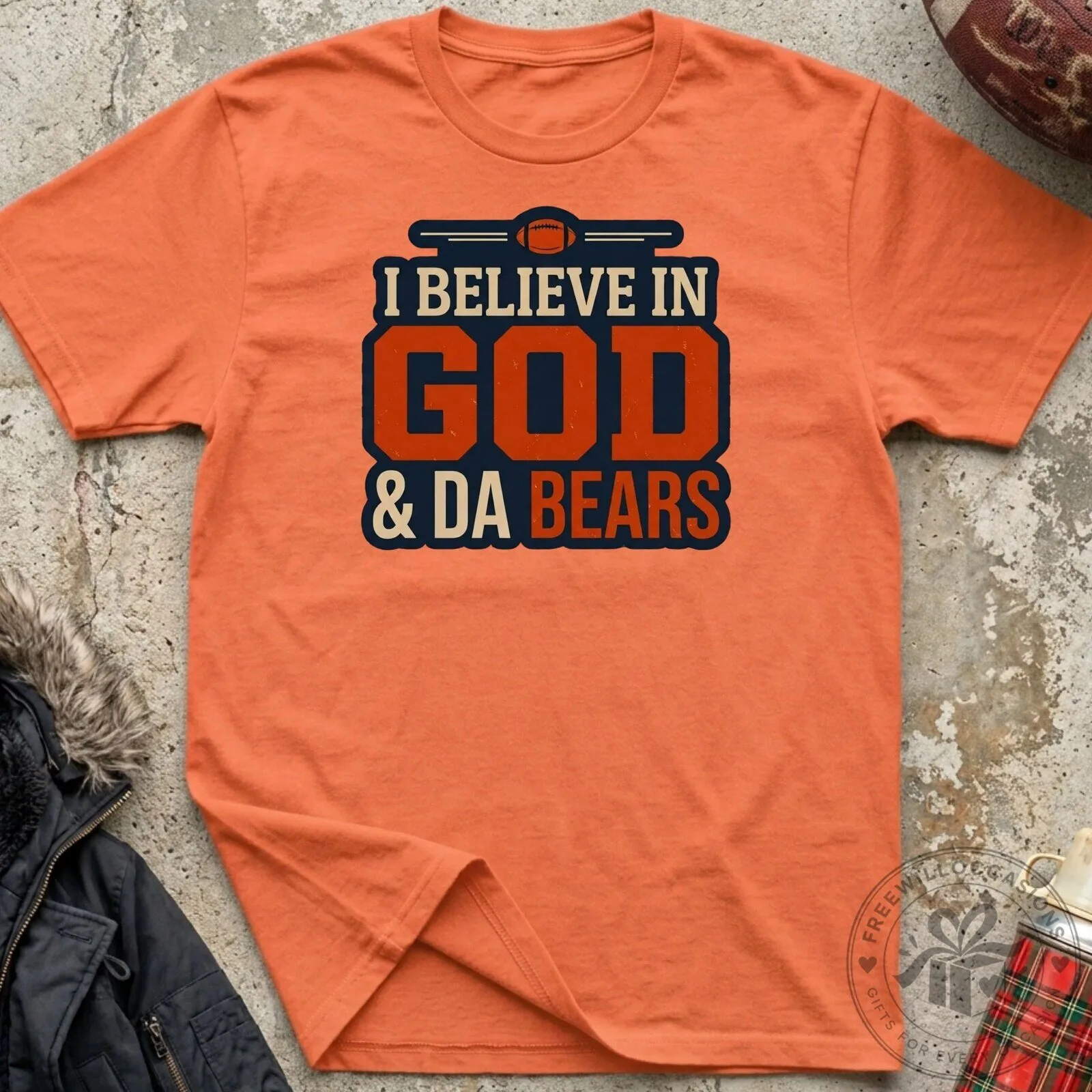 I Believe In God And Da Bears Football Fan Graphic T-Shirt 12 I Believe In God And Da Bears Football Fan Graphic T-Shirt