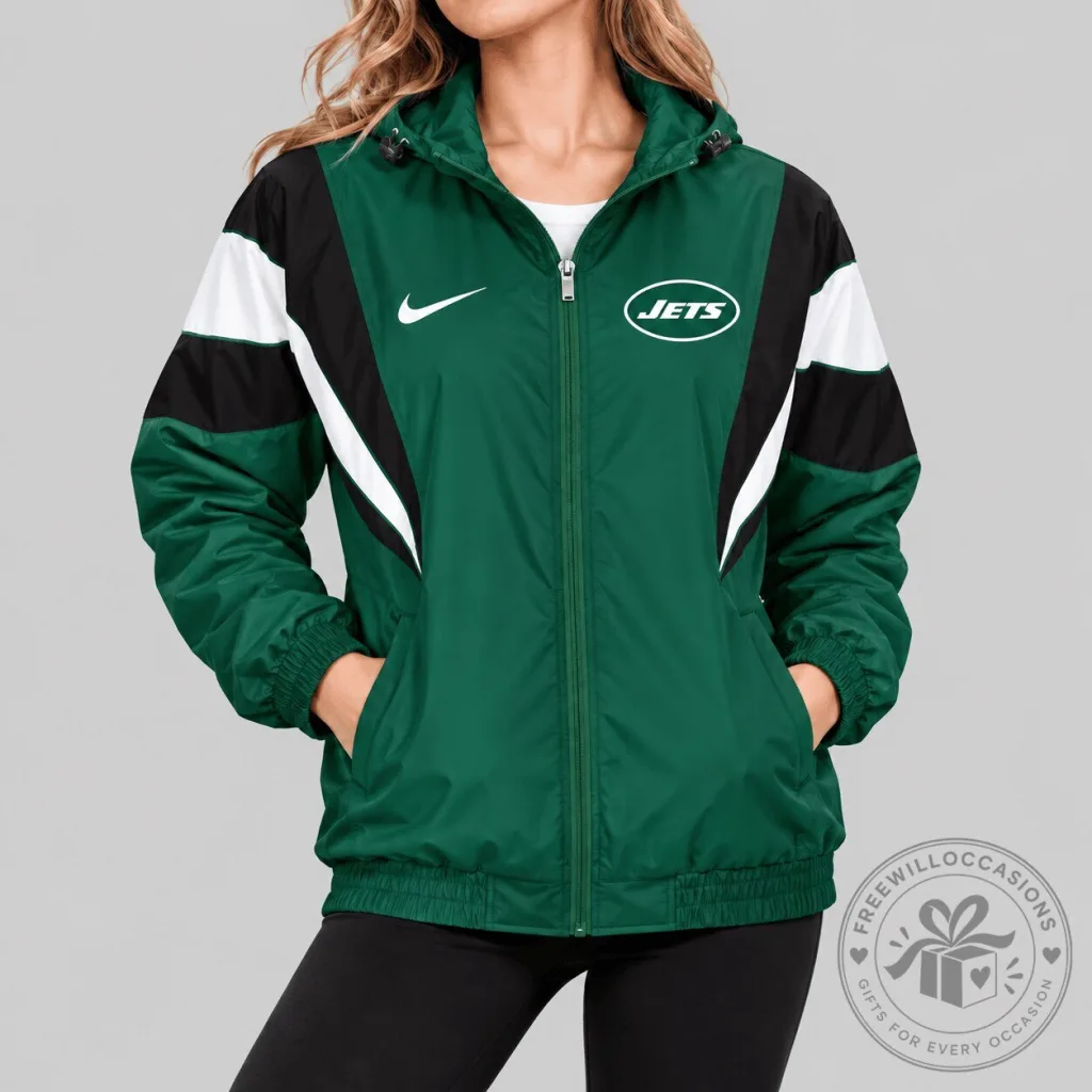 New York Jets NFL Color Block Windbreaker Jacket for Women New York Jets NFL Color Block Windbreaker Jacket for Women