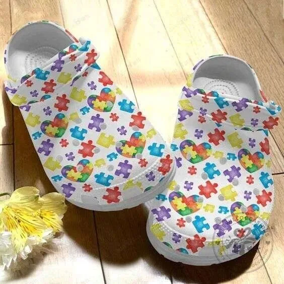 Autism Awareness Day Heart Puzzle Pieces Pattern Classic Clogs Shoes 1 Autism Awareness Day Heart Puzzle Pieces Pattern Classic Clogs Shoes