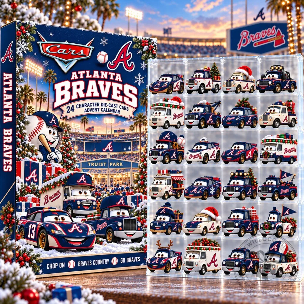 Atlanta Braves Cars Christmas Advent Calendar 2026 with 24 Die-Cast Toy Cars 2D Atlanta Braves Cars Christmas Advent Calendar 2026 with 24 Die-Cast Toy Cars 2D