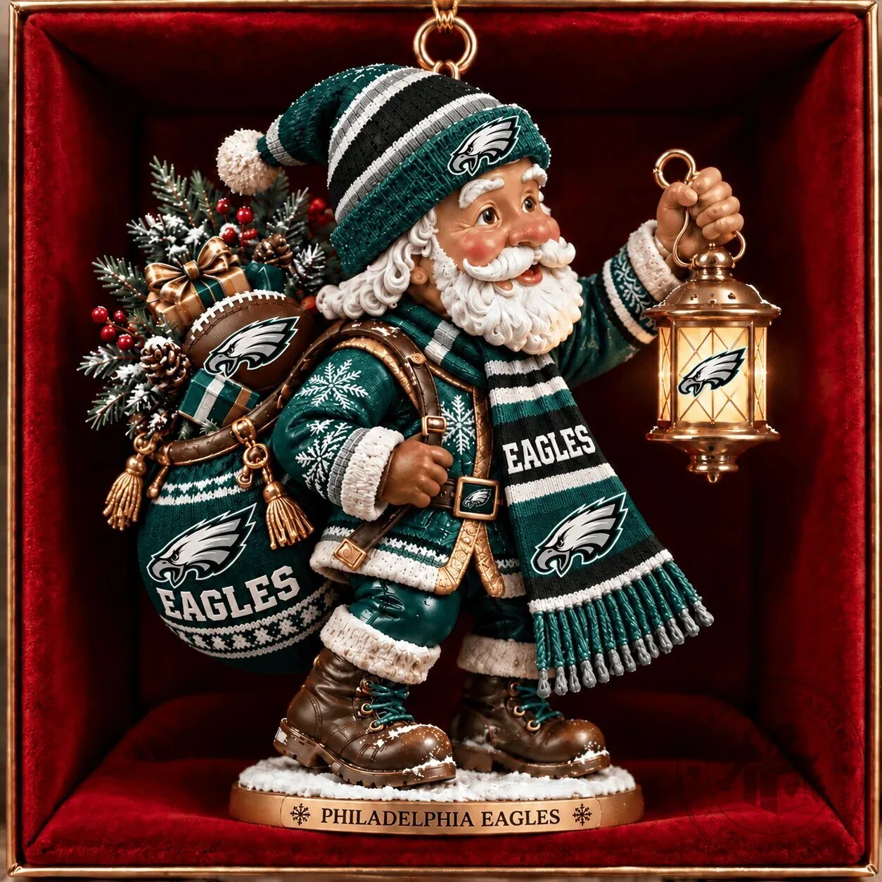 Philadelphia Eagles Santa Claus Christmas Tree Ornament Holiday Decoration