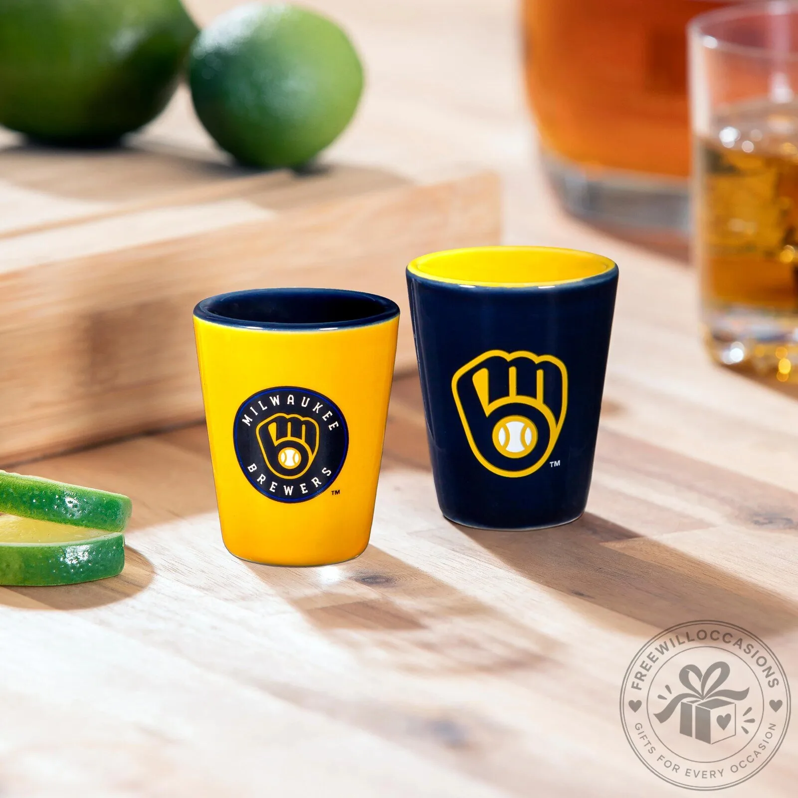 Milwaukee Brewers Baseball Team Logo Ceramic Shot Glass Set