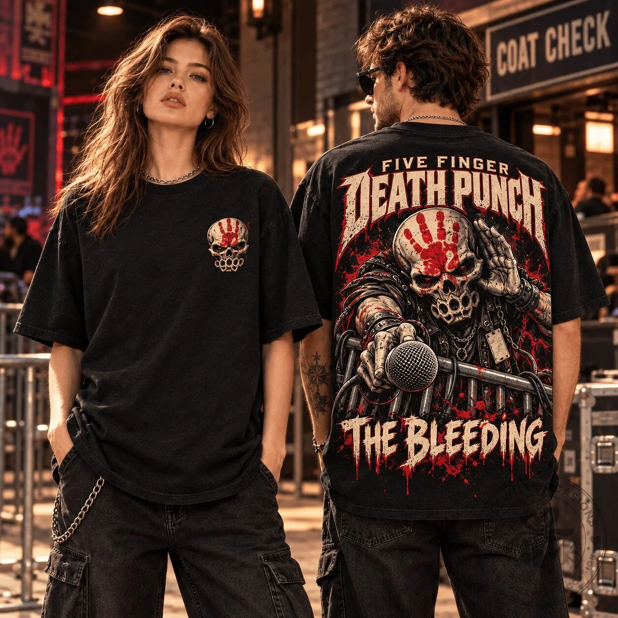 Five Finger Death Punch The Bleeding Skull Heavy Metal Band T-Shirt