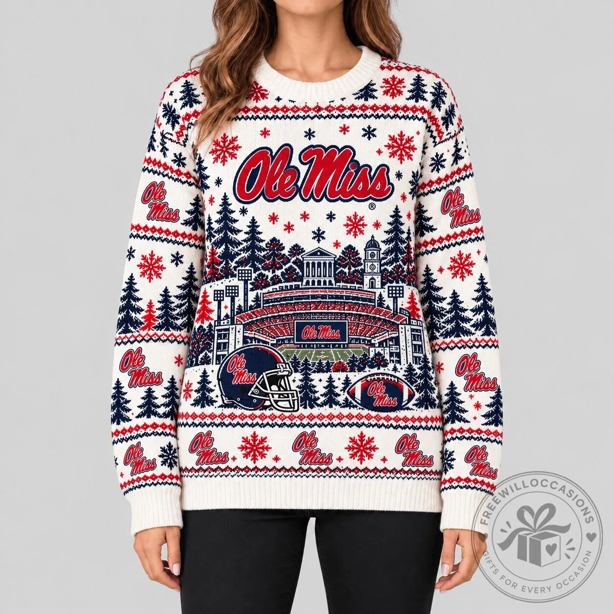 Ole Miss Rebels NCAA Stadium Christmas Knit Sweater