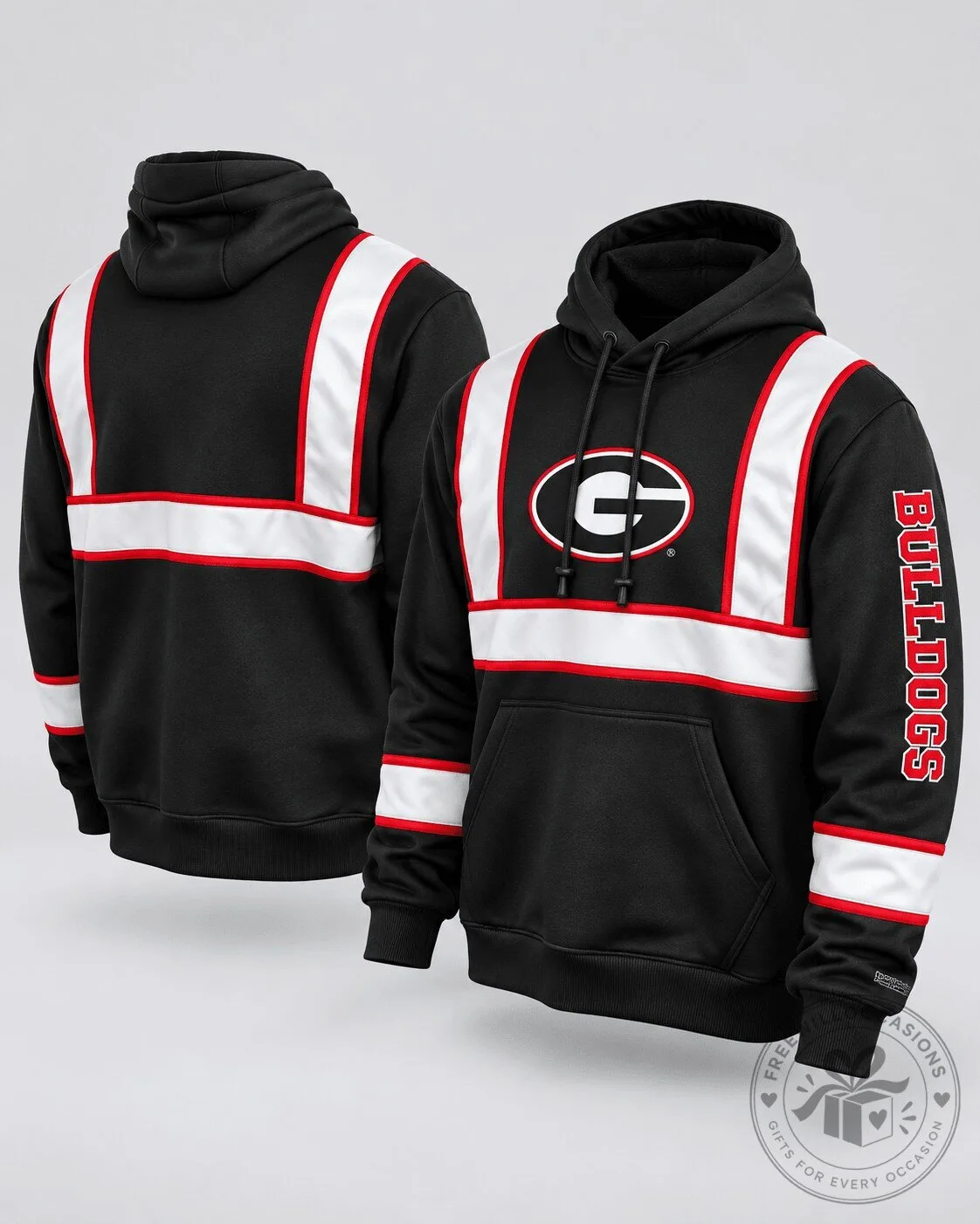 Georgia Bulldogs NCAA Reflective Stripe Black Football Team Hoodie