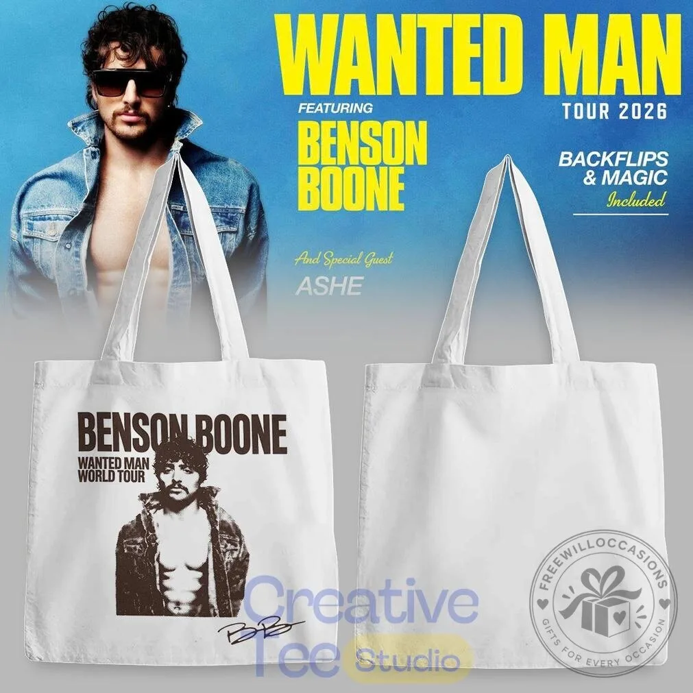 Benson Boone Wanted Man World Tour 2026 Concert Merch Tote Bag