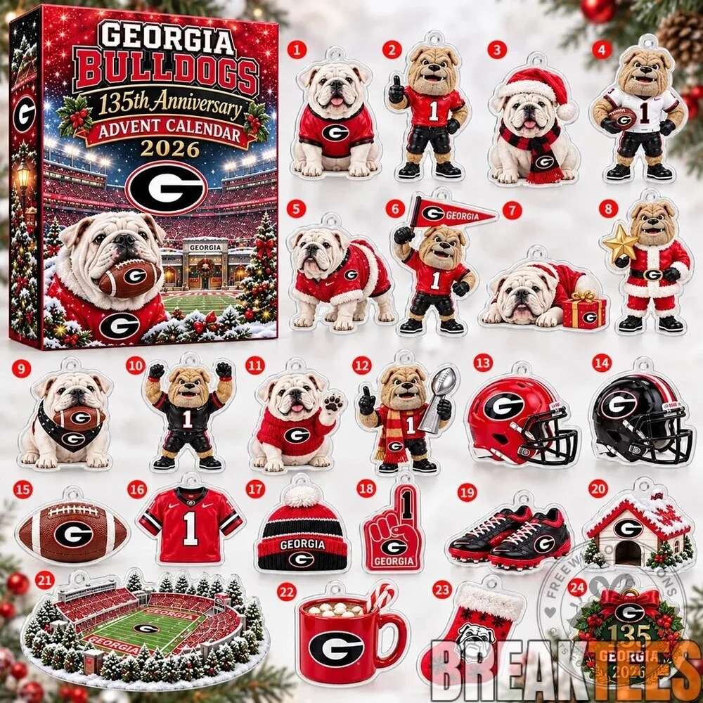 Georgia Bulldogs 135th Anniversary 2026 Christmas Advent Calendar Ornament Set 2D