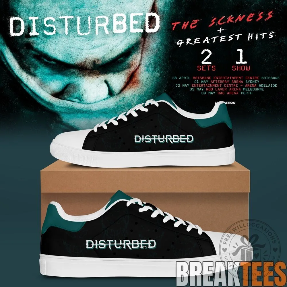 Disturbed The Sickness Tour Greatest Hits Concert Black Low Top Shoes