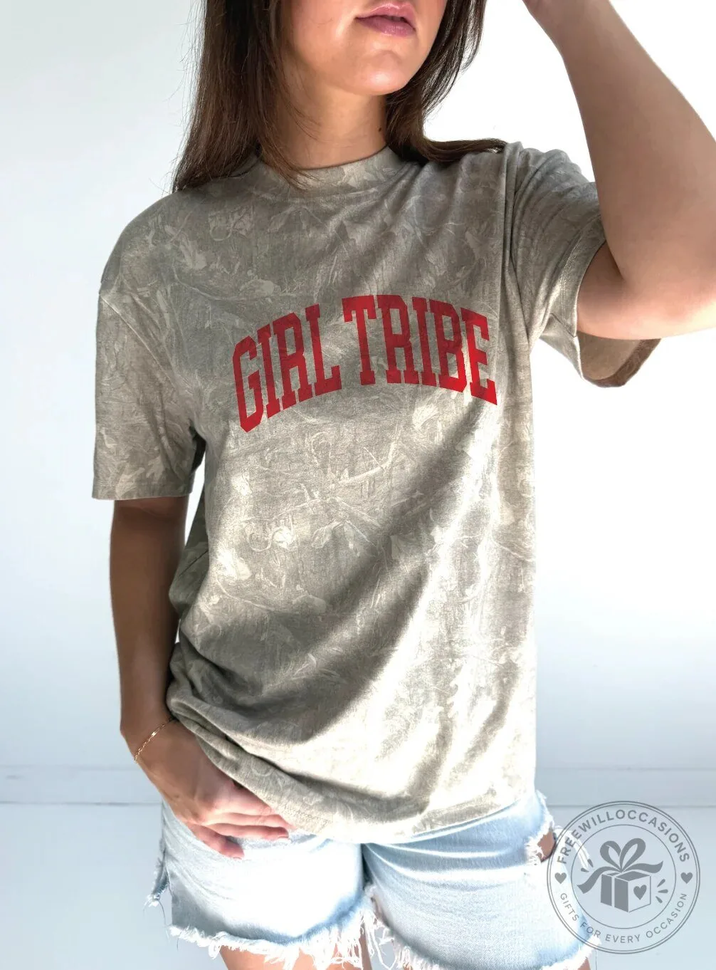 Girl Tribe Distressed Camouflage Graphic Print T-Shirt 5 Girl Tribe Distressed Camouflage Graphic Print T-Shirt