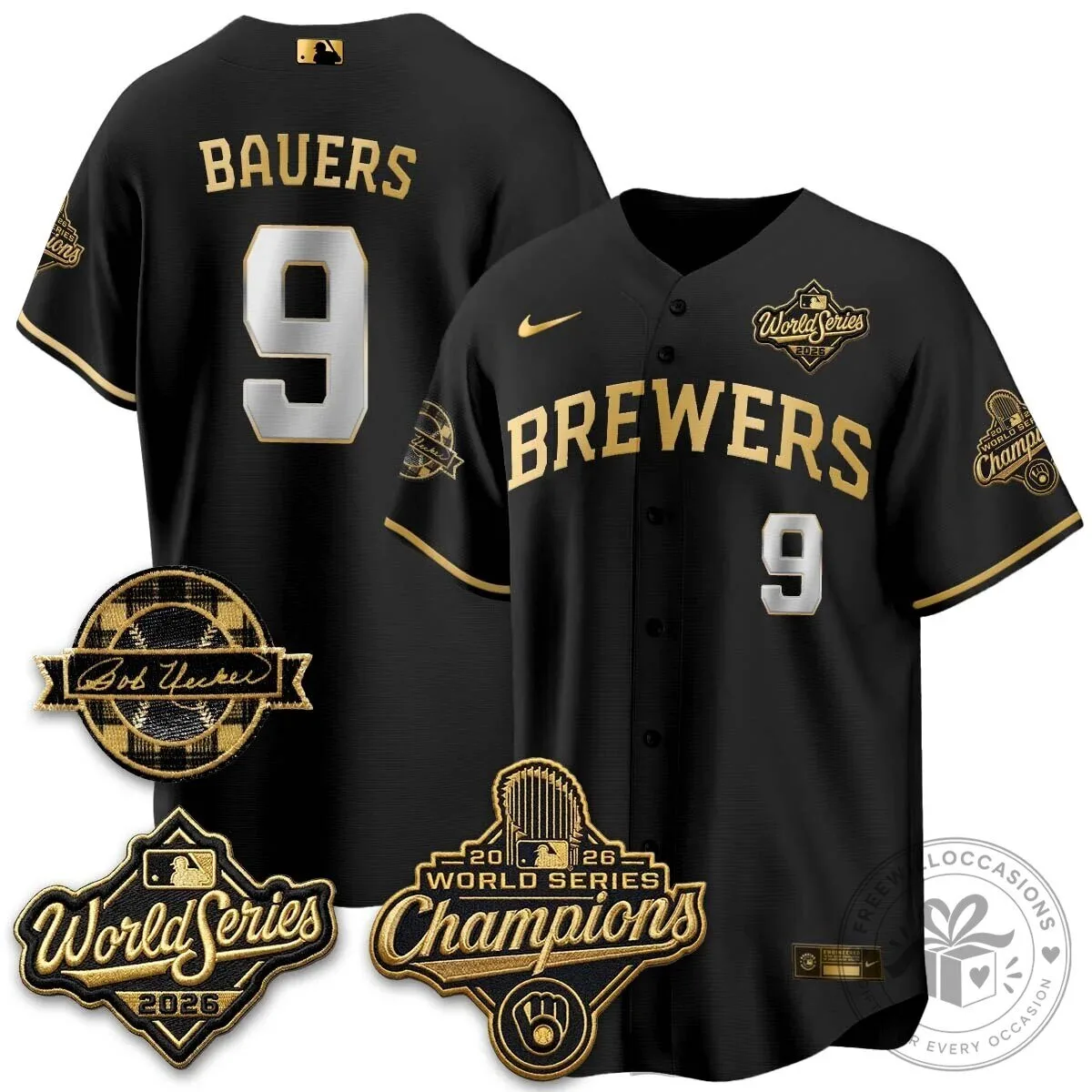 Black Baseball Jersey of Milwaukee Brewers 2026 World Series Champions 86 Black Baseball Jersey of Milwaukee Brewers 2026 World Series Champions