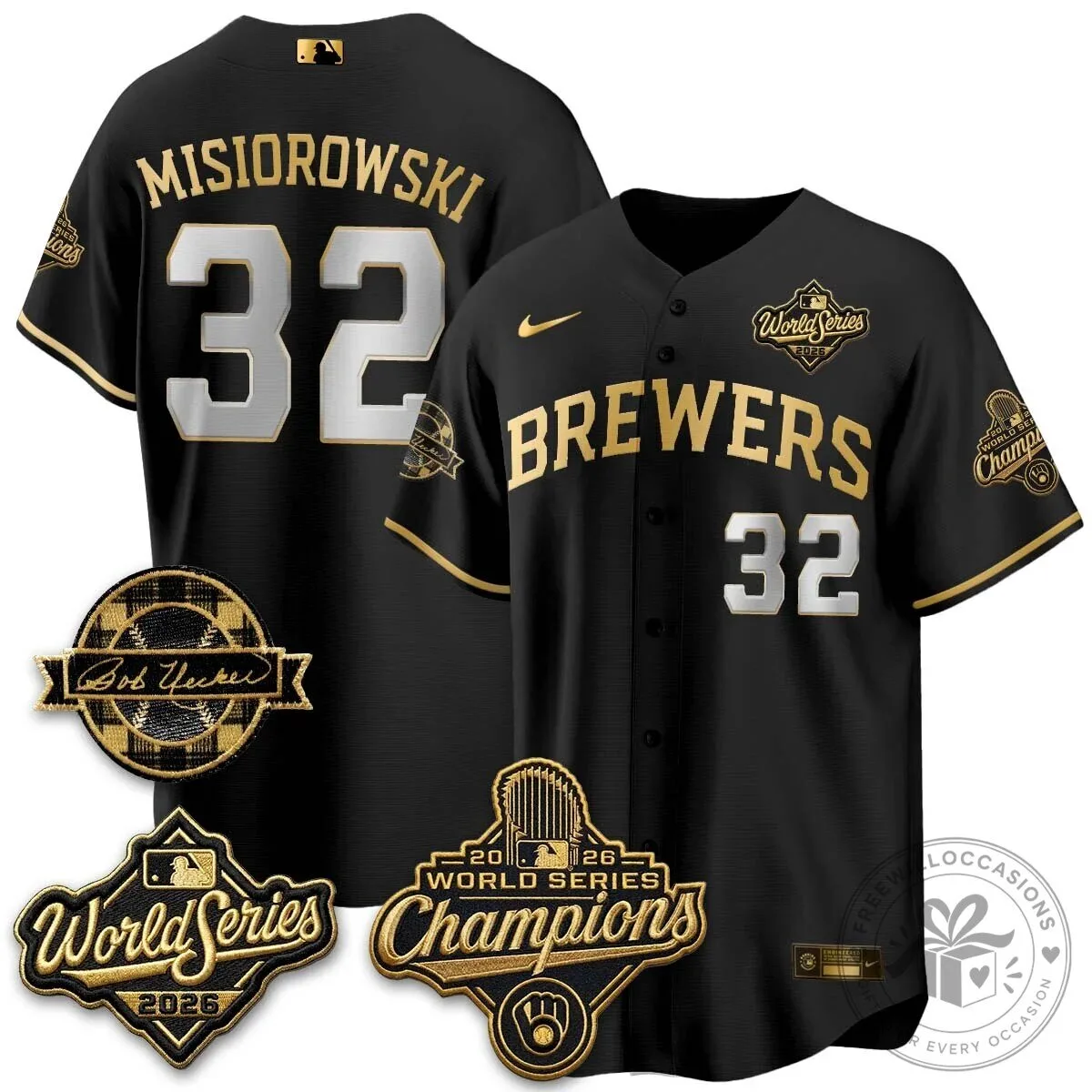 Black Baseball Jersey of Milwaukee Brewers 2026 World Series Champions 87 Black Baseball Jersey of Milwaukee Brewers 2026 World Series Champions