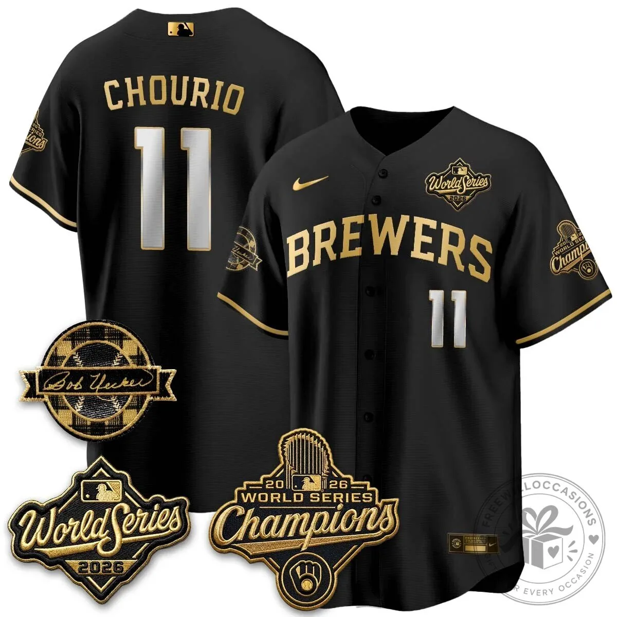 Black Baseball Jersey of Milwaukee Brewers 2026 World Series Champions 88 Black Baseball Jersey of Milwaukee Brewers 2026 World Series Champions