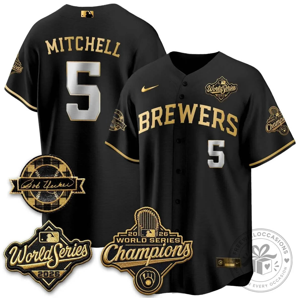 Black Baseball Jersey of Milwaukee Brewers 2026 World Series Champions 89 Black Baseball Jersey of Milwaukee Brewers 2026 World Series Champions