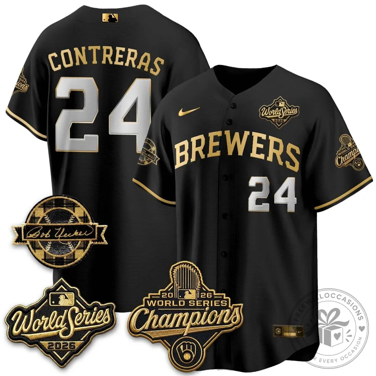 Black Baseball Jersey of Milwaukee Brewers 2026 World Series Champions 93 Black Baseball Jersey of Milwaukee Brewers 2026 World Series Champions