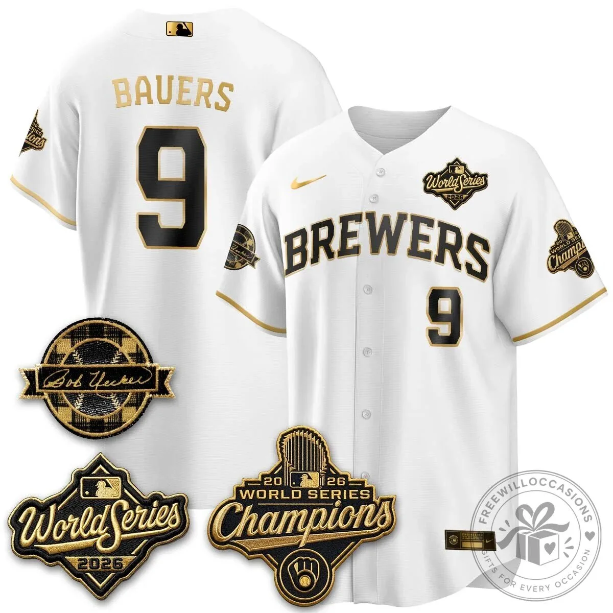 Black Baseball Jersey of Milwaukee Brewers 2026 World Series Champions 100 Black Baseball Jersey of Milwaukee Brewers 2026 World Series Champions