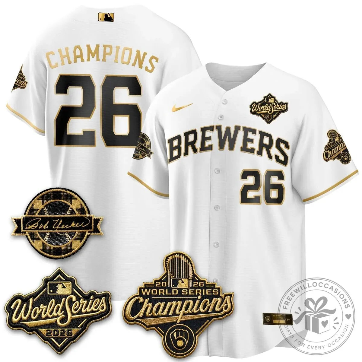 Black Baseball Jersey of Milwaukee Brewers 2026 World Series Champions 111 Black Baseball Jersey of Milwaukee Brewers 2026 World Series Champions