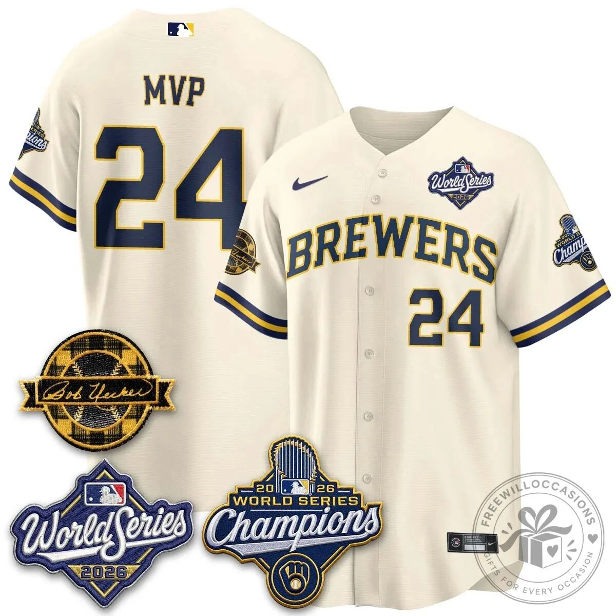 Black Baseball Jersey of Milwaukee Brewers 2026 World Series Champions 124 Black Baseball Jersey of Milwaukee Brewers 2026 World Series Champions