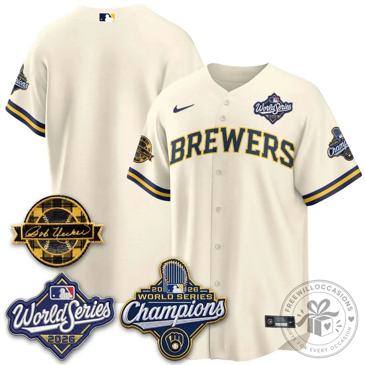 Black Baseball Jersey of Milwaukee Brewers 2026 World Series Champions 127 Black Baseball Jersey of Milwaukee Brewers 2026 World Series Champions