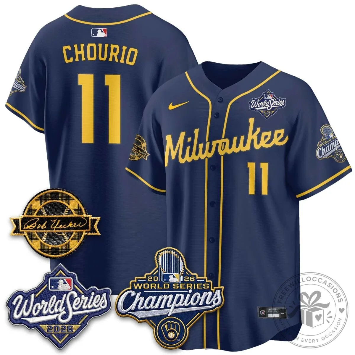 Black Baseball Jersey of Milwaukee Brewers 2026 World Series Champions 158 Black Baseball Jersey of Milwaukee Brewers 2026 World Series Champions