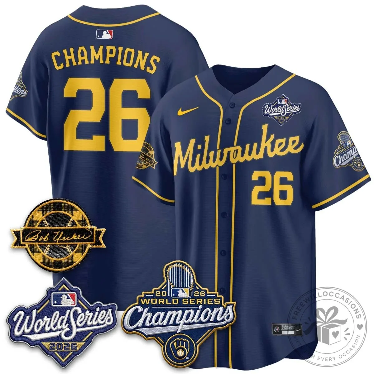 Black Baseball Jersey of Milwaukee Brewers 2026 World Series Champions 167 Black Baseball Jersey of Milwaukee Brewers 2026 World Series Champions