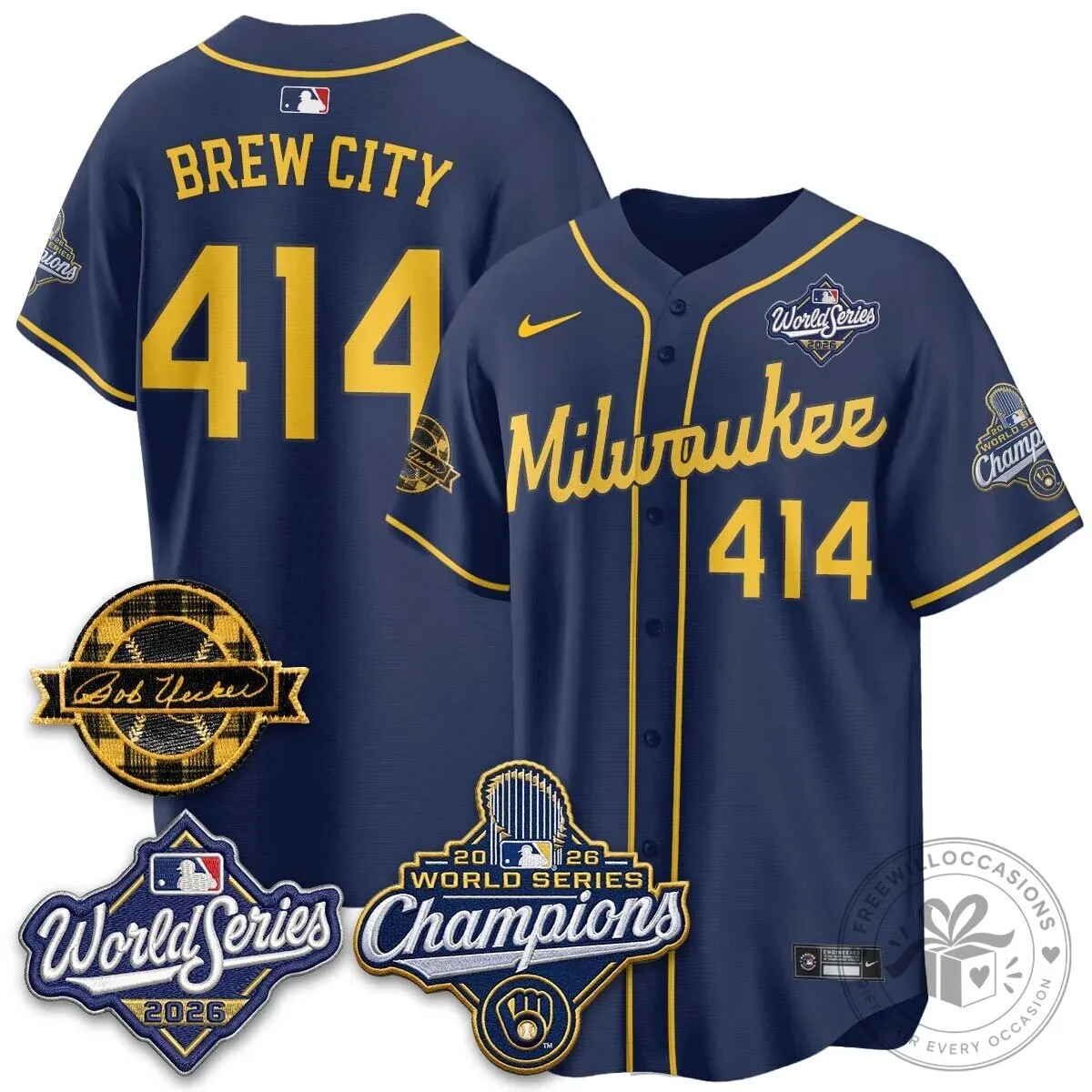 Black Baseball Jersey of Milwaukee Brewers 2026 World Series Champions 168 Black Baseball Jersey of Milwaukee Brewers 2026 World Series Champions
