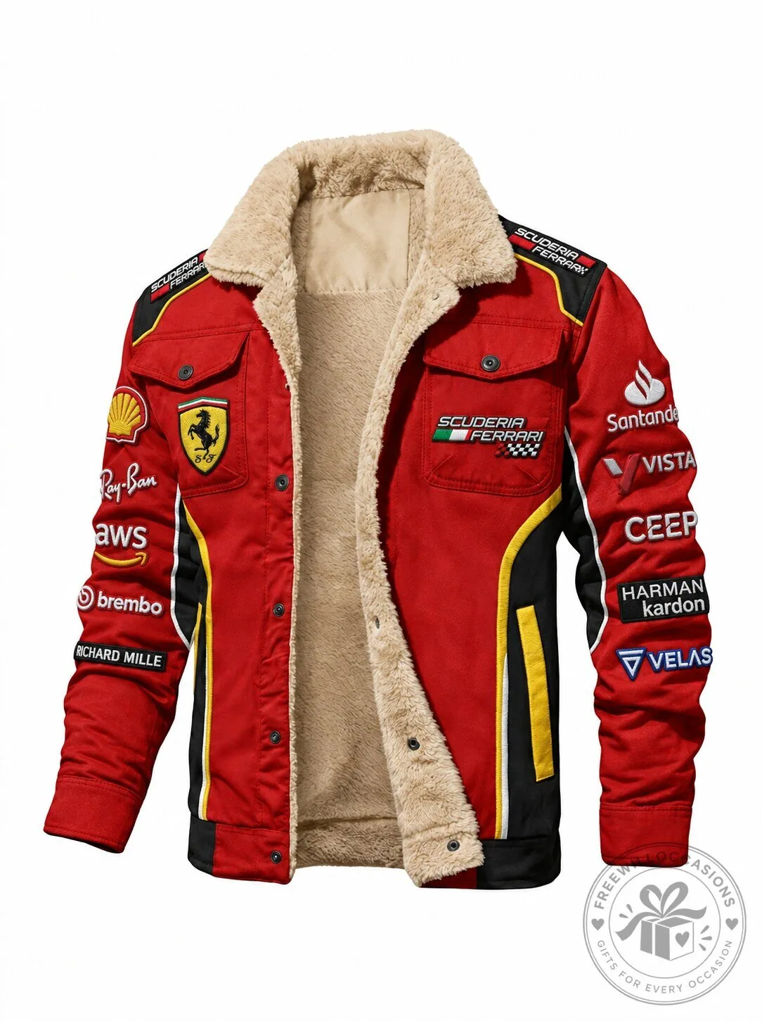 Scuderia Ferrari Formula 1 Racing Team Sherpa-Lined Red Winter Jacket 5 Scuderia Ferrari Formula 1 Racing Team Sherpa-Lined Red Winter Jacket