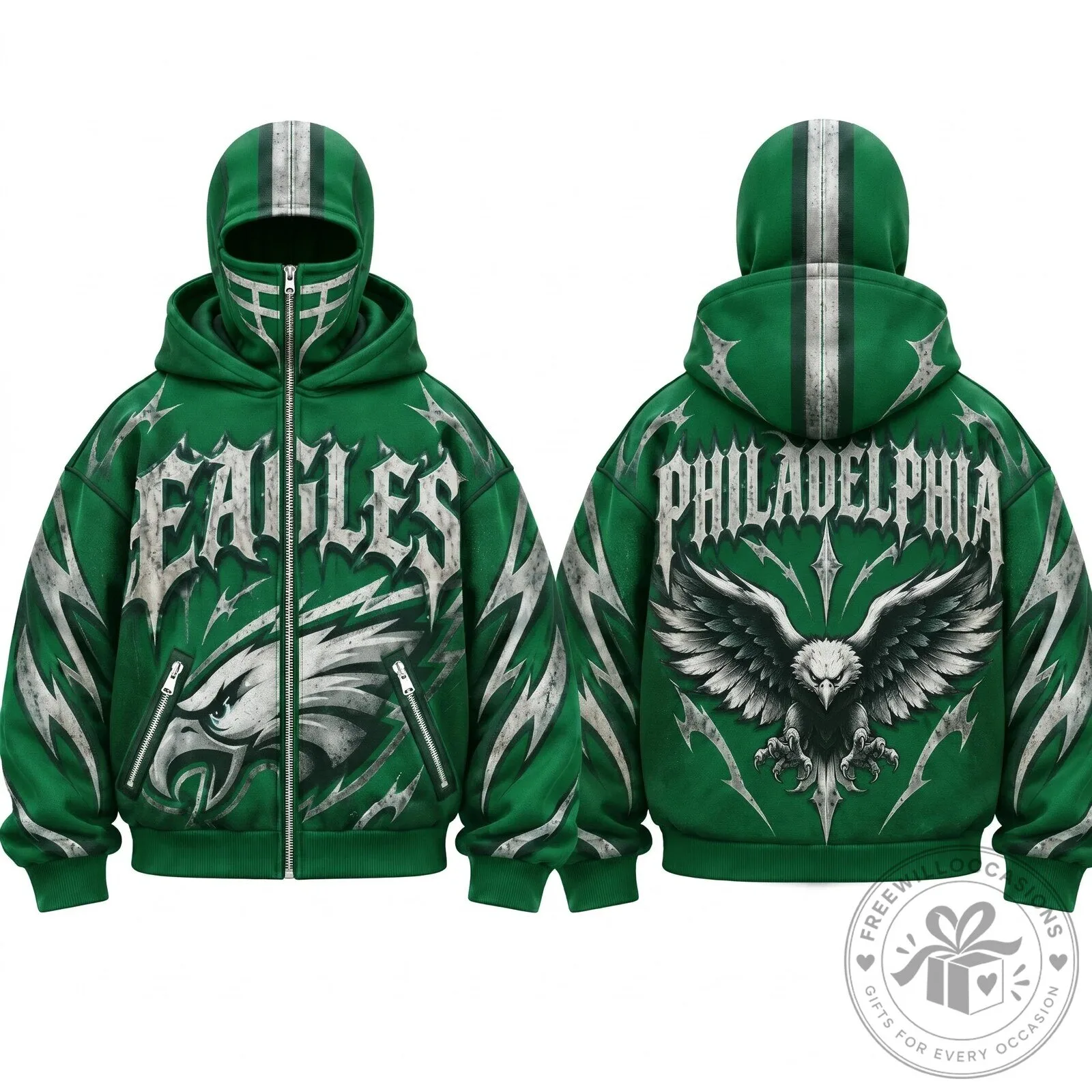 Philadelphia Eagles Gothic Style Mask Zip Up Hoodie for Men and Women 9 Philadelphia Eagles Gothic Style Mask Zip Up Hoodie for Men and Women