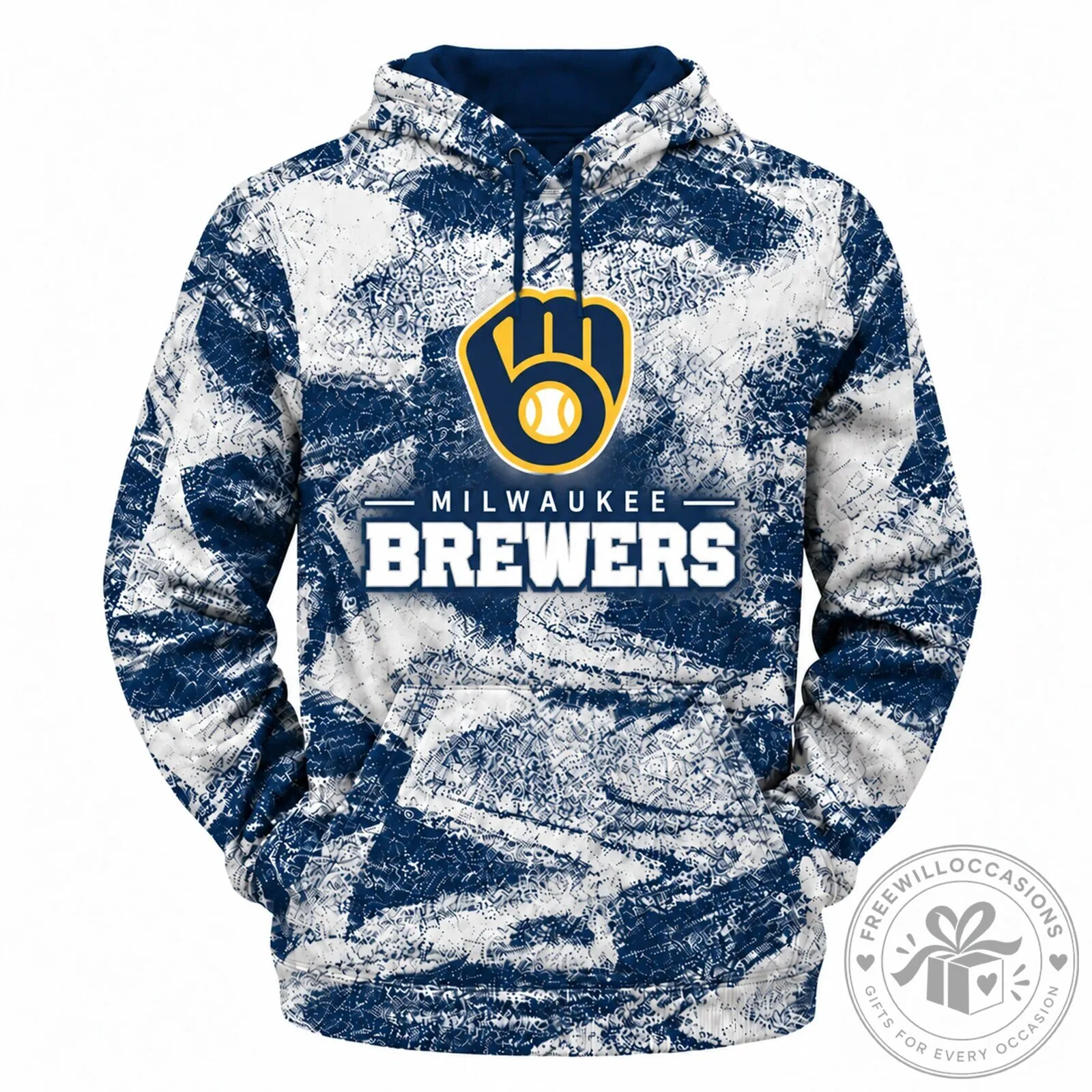 Milwaukee Brewers Major League Baseball Team Distressed Pattern Hoodie 4 Milwaukee Brewers Major League Baseball Team Distressed Pattern Hoodie