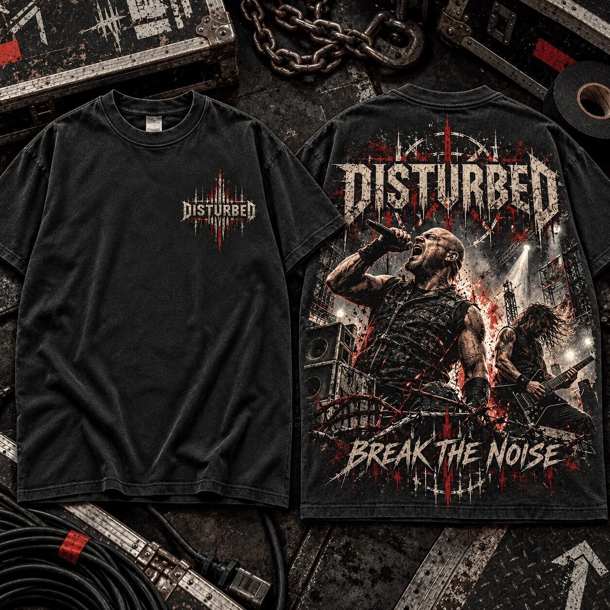 Disturbed Heavy Metal Rock Band Break The Noise Concert T-Shirt