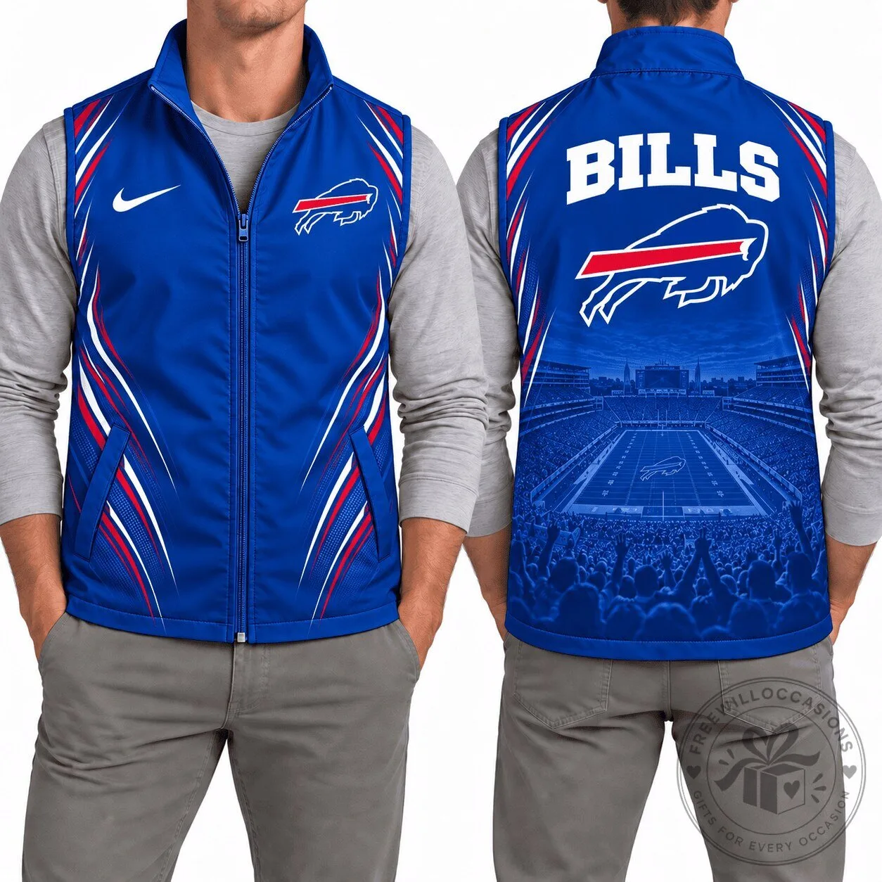 Buffalo Bills NFL Football Team Blue Full-Zip Sleeveless Vest Jacket 1 Buffalo Bills NFL Football Team Blue Full-Zip Sleeveless Vest Jacket